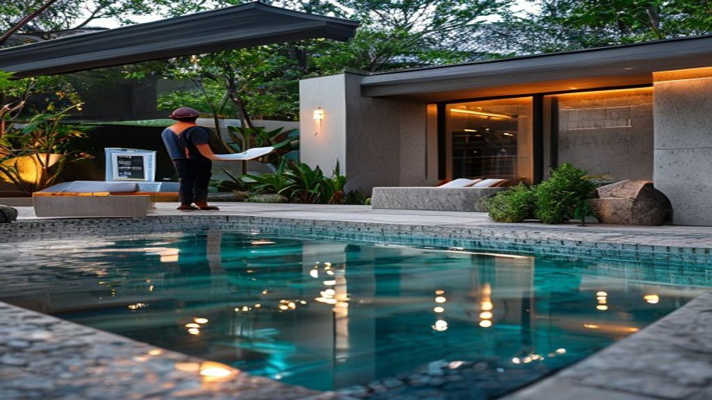 Desain modern kolam renang privat dengan kualitas tinggi, dibangun oleh ahli profesional.