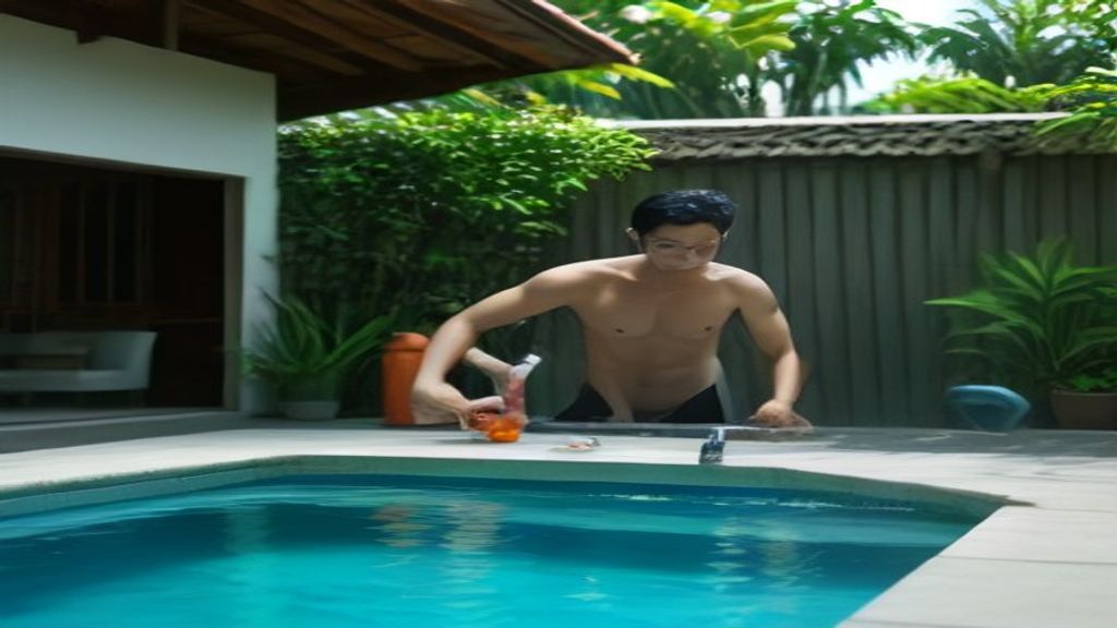 Sistem sirkulasi kolam renang pribadi dengan pompa, filter, dan pipa yang menjaga air tetap bersih dan jernih.